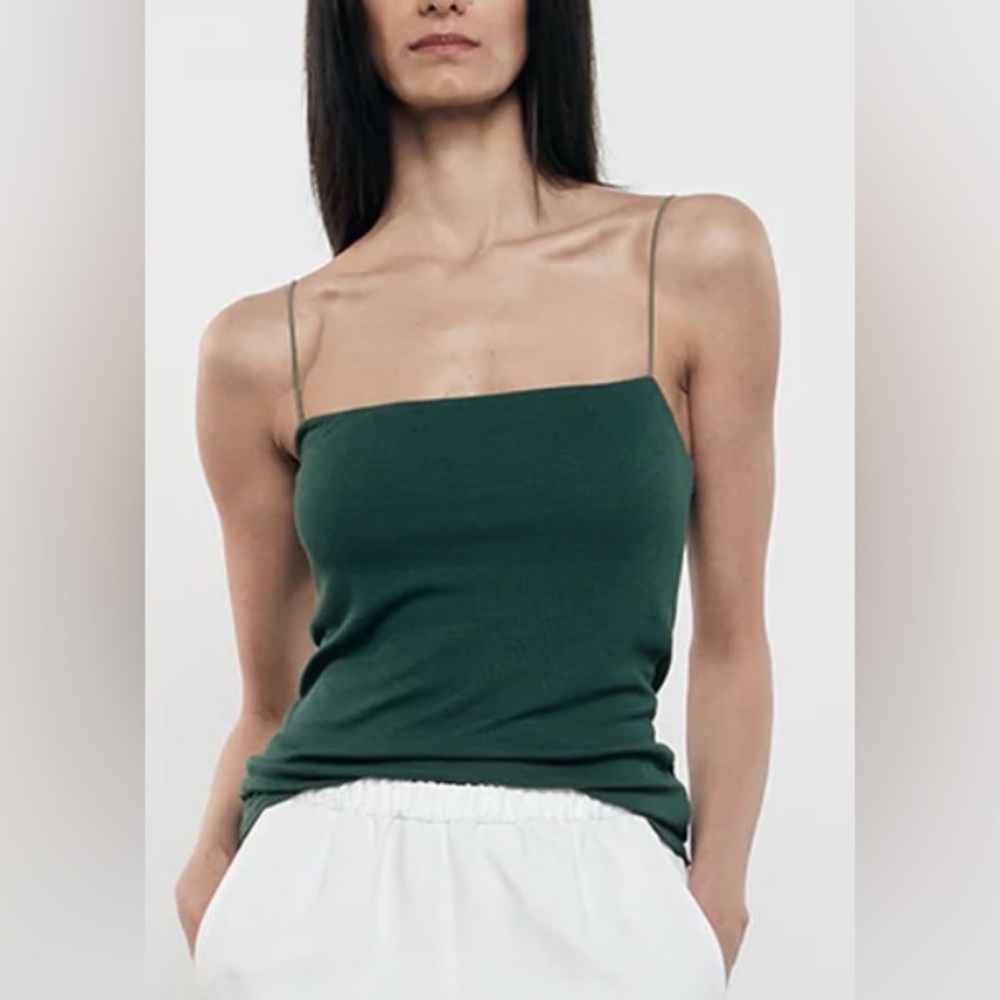NWOT Silk Rib Essential Tank in Malachite Green